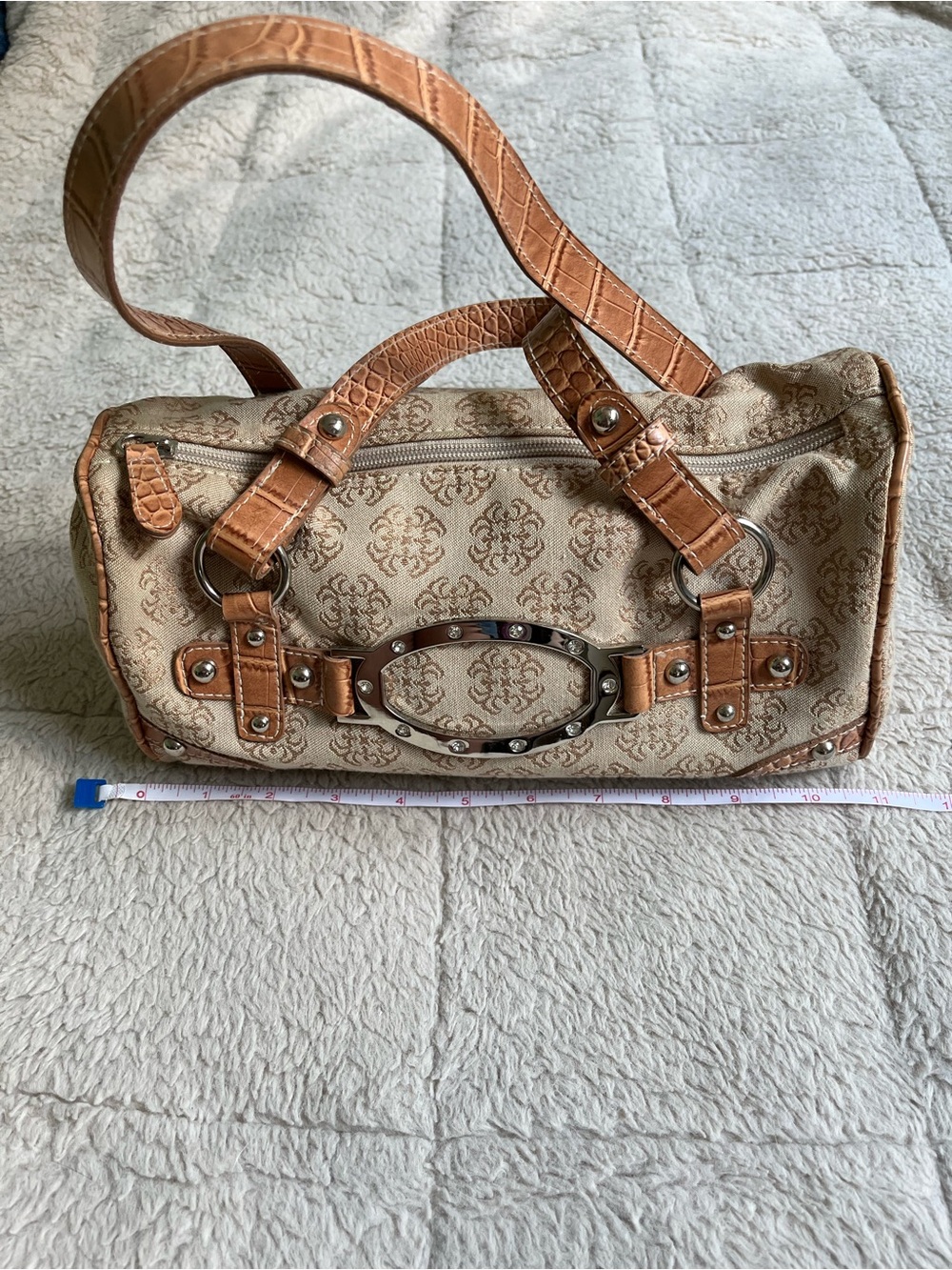 Y2K Vintage WHATEVER Baguette Bag with Sparkling Silver Hardware & Rhinestones - Picture 9 of 12